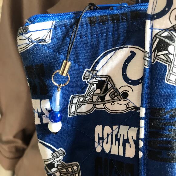 Indianapolis Colts Zipped Fabric Blue White Purse Bag with Interior Pockets - Picture 2 of 7